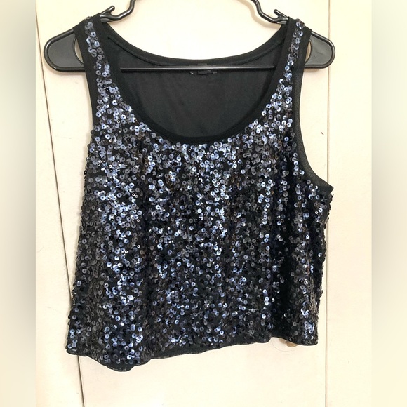 Express Sequin Crop Tank Top/Size L - Picture 2 of 15